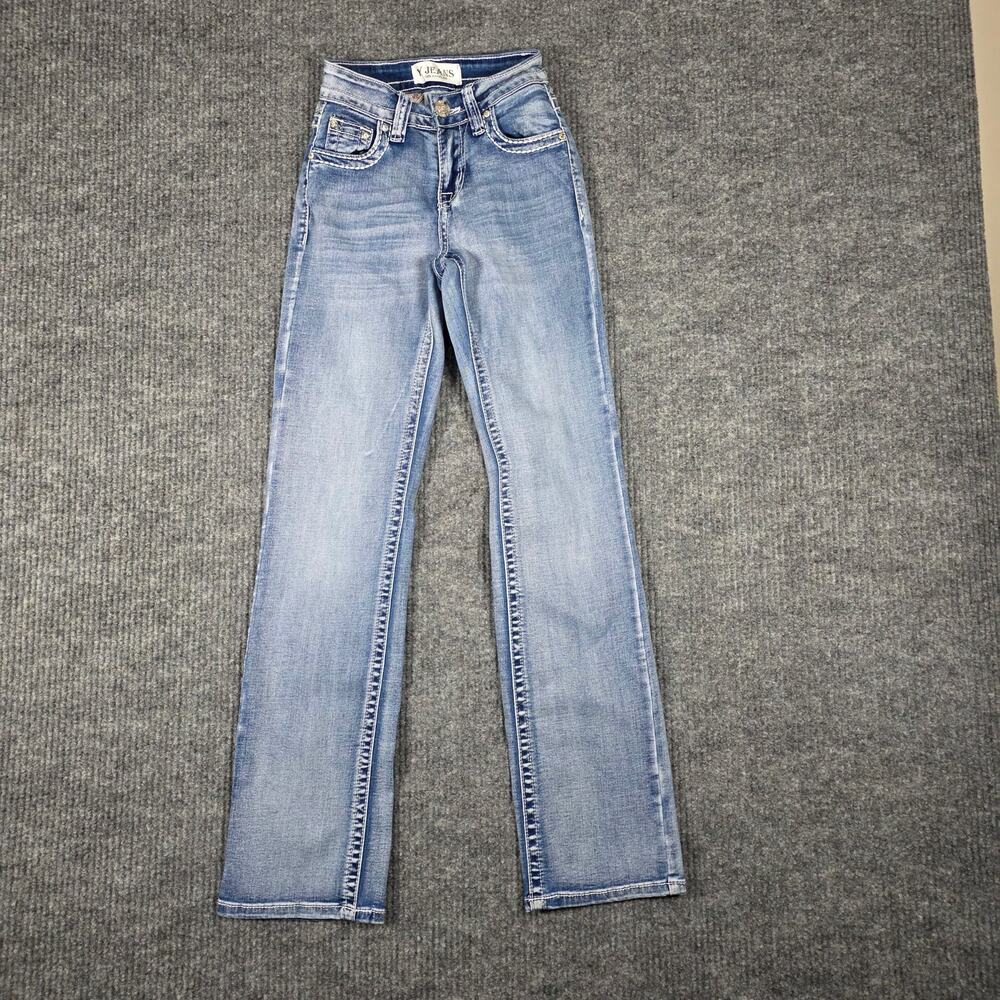 Y Jeans LA Embellished Bootcut Jeans Size 00 Rhinestone Western Y2K Low Rise